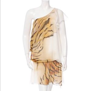 Elizabeth and James One-Shoulder Silk Mini Dress